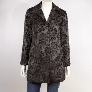 Vintage Erin London Black Tapestry Printed Coat